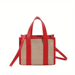 Colorblock Straw Square Bag Minimalist Handbag Travel