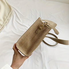 Colorblock Straw Square Bag Minimalist Handbag Travel