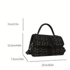 Plaid Pattern Braided Tote Bag Classic PU Leather Top Handle Shoulder Bag