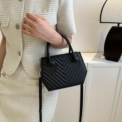 Mini Top Handle Satchel Crossbody Bag Textured PU Leather Classic Shoulder Bag