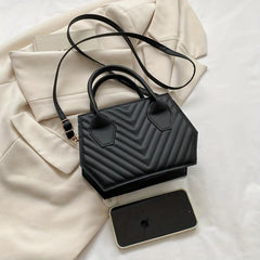 Mini Top Handle Satchel Crossbody Bag Textured PU Leather Classic Shoulder Bag