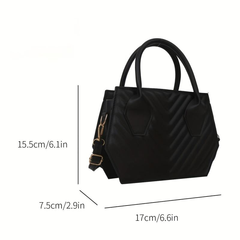 Mini Top Handle Satchel Crossbody Bag Textured PU Leather Classic Shoulder Bag