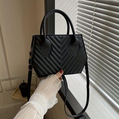 Mini Top Handle Satchel Crossbody Bag Textured PU Leather Classic Shoulder Bag