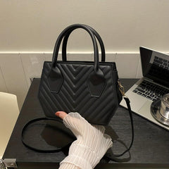 Mini Top Handle Satchel Crossbody Bag Textured PU Leather Classic Shoulder Bag