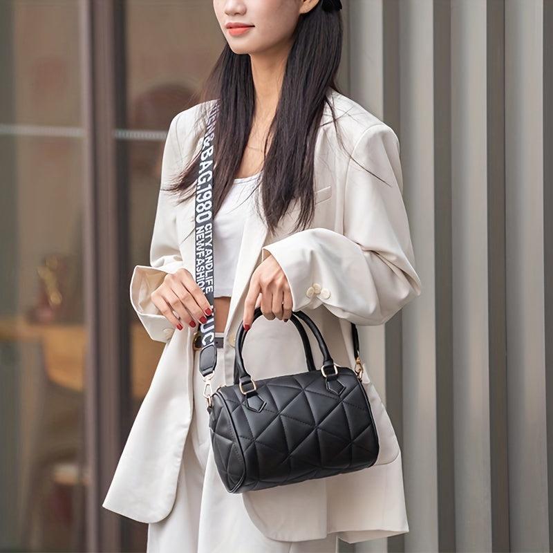 Minimalist Boston Zipper Satchel Bag Solid Crossbody Bag