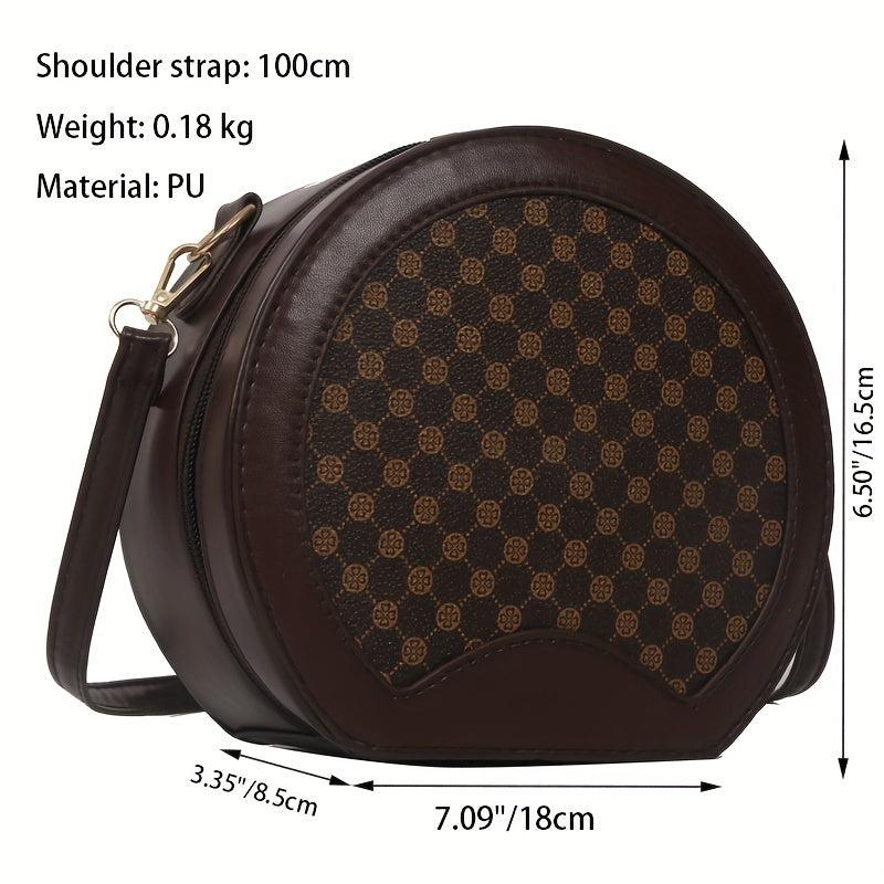 Geometric Pattern Round Bag Vintage Women's Shoulder Bag