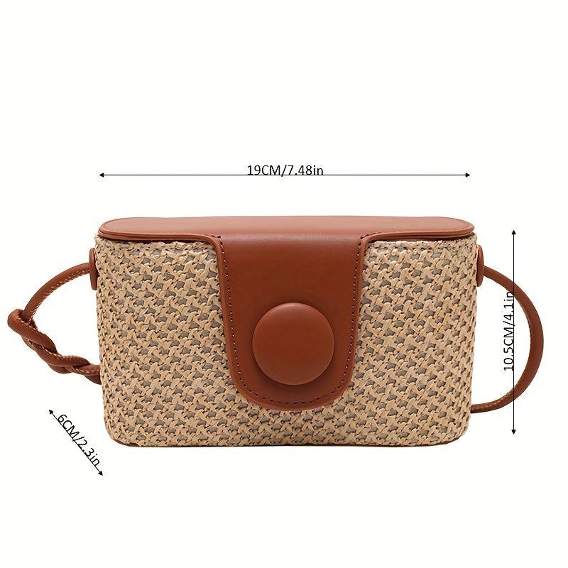 Mini Straw Handbag Solid Braided Beach Shoulder Bag