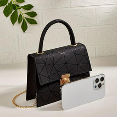 Geometric Pattern Crossbody Satchel Bag Chain Shoulder Bag