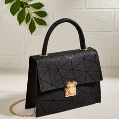 Geometric Pattern Crossbody Satchel Bag Chain Shoulder Bag