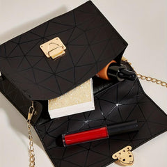 Geometric Pattern Crossbody Satchel Bag Chain Shoulder Bag