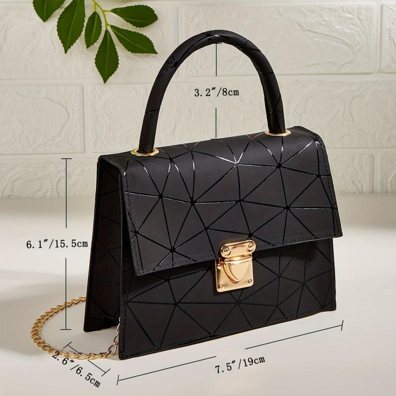 Geometric Pattern Crossbody Satchel Bag Chain Shoulder Bag