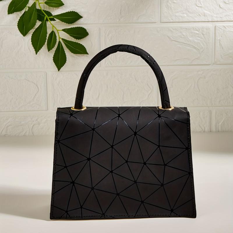 Geometric Pattern Crossbody Satchel Bag Chain Shoulder Bag