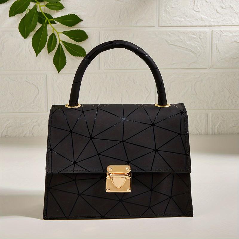 Geometric Pattern Crossbody Satchel Bag Chain Shoulder Bag