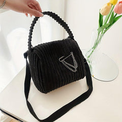 Mini Corduroy Handbag Crossbody Shoulder Bag Women's Casual Purse