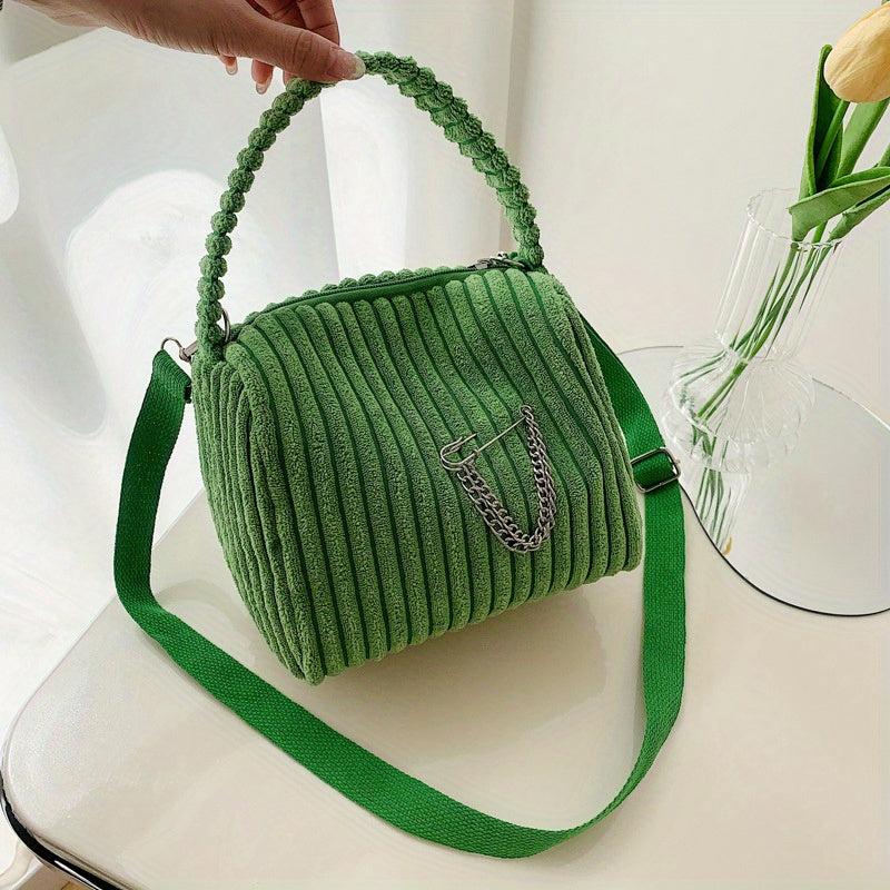Mini Corduroy Handbag Crossbody Shoulder Bag Women's Casual Purse