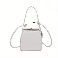 Mini Box Crossbody Bag Solid Square Handbag Faux Leather Lipstick & Phone Purse