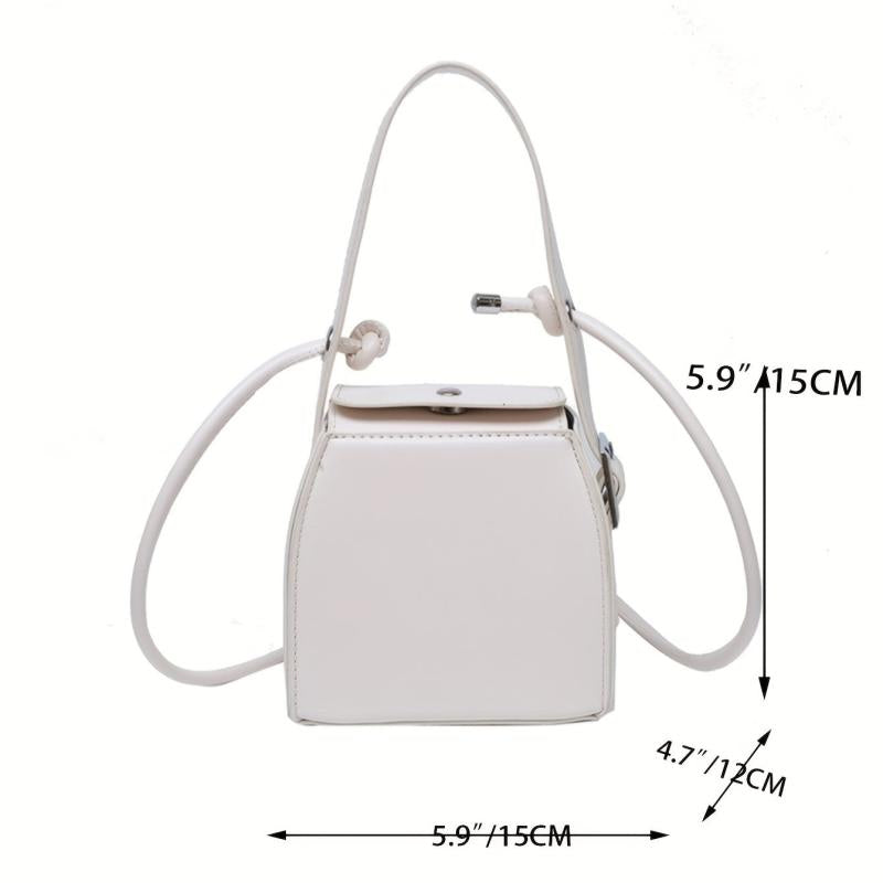 Mini Box Crossbody Bag Solid Square Handbag Faux Leather Lipstick & Phone Purse