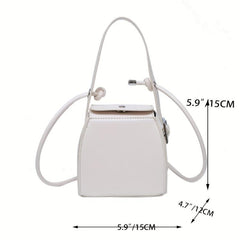Mini Box Crossbody Bag Solid Square Handbag Faux Leather Lipstick & Phone Purse