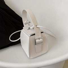 Mini Box Crossbody Bag Solid Square Handbag Faux Leather Lipstick & Phone Purse
