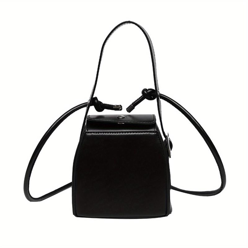 Mini Box Crossbody Bag Solid Square Handbag Faux Leather Lipstick & Phone Purse