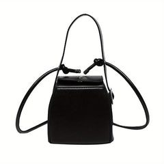 Mini Box Crossbody Bag Solid Square Handbag Faux Leather Lipstick & Phone Purse