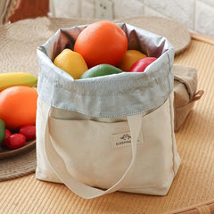 Insulated Lunch Box Bag Canvas Handbag for Travel & Picnic