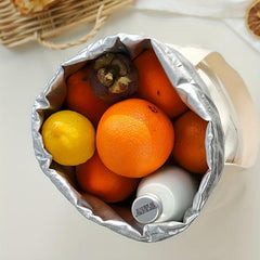 Insulated Lunch Box Bag Canvas Handbag for Travel & Picnic