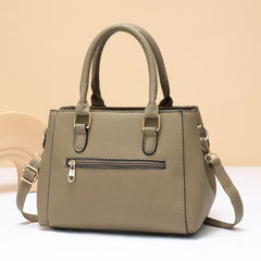 Pompom Decor Handbag Women's Double Handle Purse PU Leather Crossbody Bag