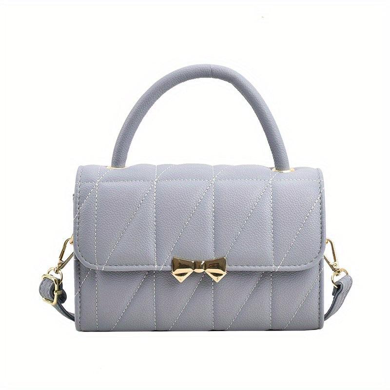 Rhombus Quilted Handbag Women Bow Crossbody Bag Flap Purse