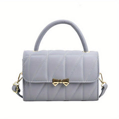 Rhombus Quilted Handbag Women Bow Crossbody Bag Flap Purse