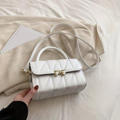 Rhombus Quilted Handbag Women Bow Crossbody Bag Flap Purse