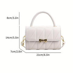 Rhombus Quilted Handbag Women Bow Crossbody Bag Flap Purse