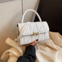 Rhombus Quilted Handbag Women Bow Crossbody Bag Flap Purse