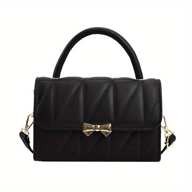 Rhombus Quilted Handbag Women Bow Crossbody Bag Flap Purse