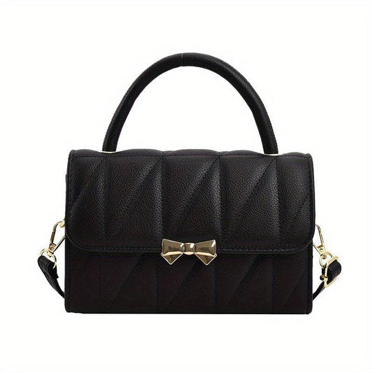 Rhombus Quilted Handbag Women Bow Crossbody Bag Flap Purse