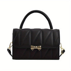 Rhombus Quilted Handbag Women Bow Crossbody Bag Flap Purse