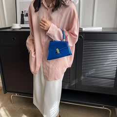 Asymmetrical Flap Top Handle Handbag in PU Leather