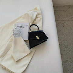 Asymmetrical Flap Top Handle Handbag in PU Leather