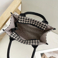 Houndstooth Pattern Tote Bag Portable Commuter Handbags