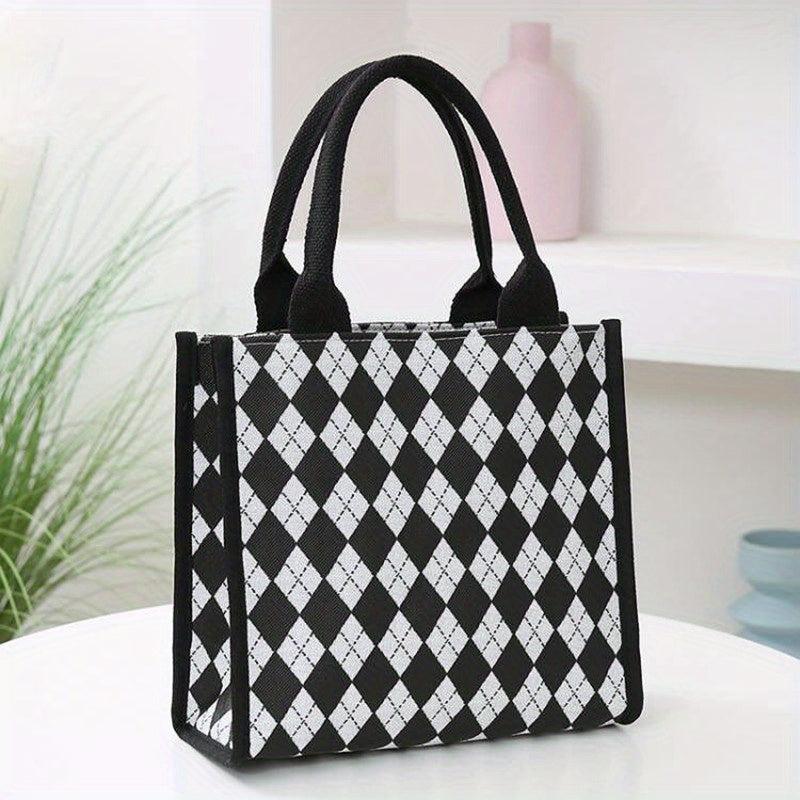 Houndstooth Pattern Tote Bag Portable Commuter Handbags