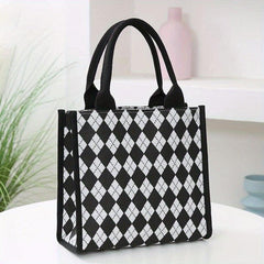 Houndstooth Pattern Tote Bag Portable Commuter Handbags