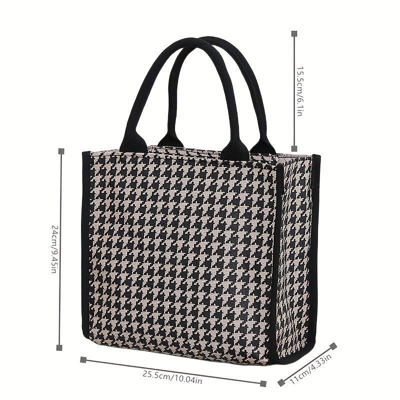 Houndstooth Pattern Tote Bag Portable Commuter Handbags
