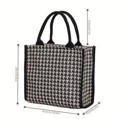 Houndstooth Pattern Tote Bag Portable Commuter Handbags