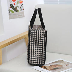 Houndstooth Pattern Tote Bag Portable Commuter Handbags