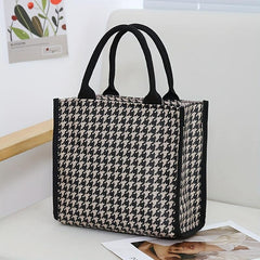 Houndstooth Pattern Tote Bag Portable Commuter Handbags