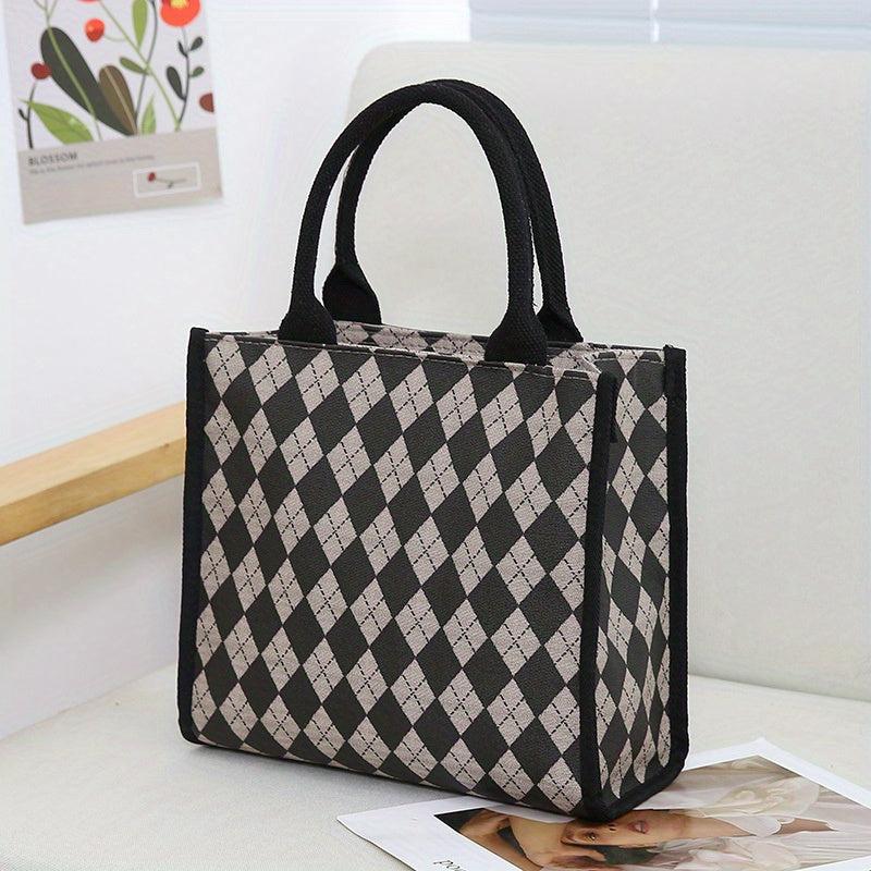 Houndstooth Pattern Tote Bag Portable Commuter Handbags