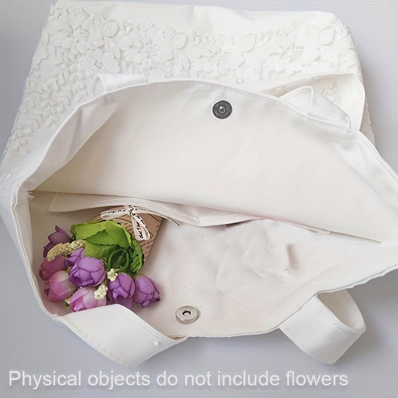 Flower Pattern Shoulder Bag Large Capacity Portable Storage Bag