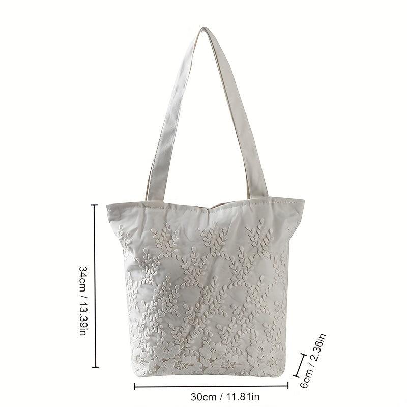 Flower Pattern Shoulder Bag Large Capacity Portable Storage Bag