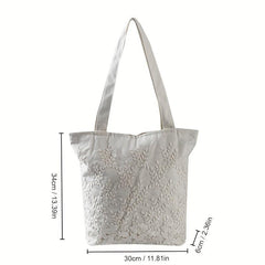 Flower Pattern Shoulder Bag Large Capacity Portable Storage Bag