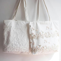 Flower Pattern Shoulder Bag Large Capacity Portable Storage Bag